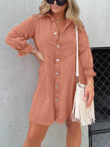 Robe en Jean Tendance avec Manches Bouffantes pour Femme | Lady