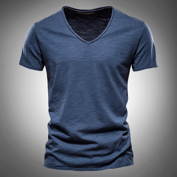 T-shirt Classique en Coton à Col V Pour Homme