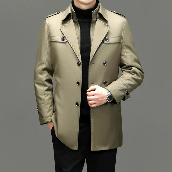 Victor - Manteau Long Élégant avec Boutons pour Hommes