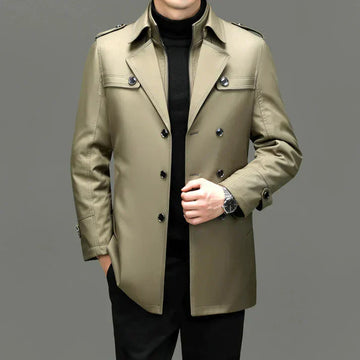 Victor - Manteau Long Élégant avec Boutons pour Hommes