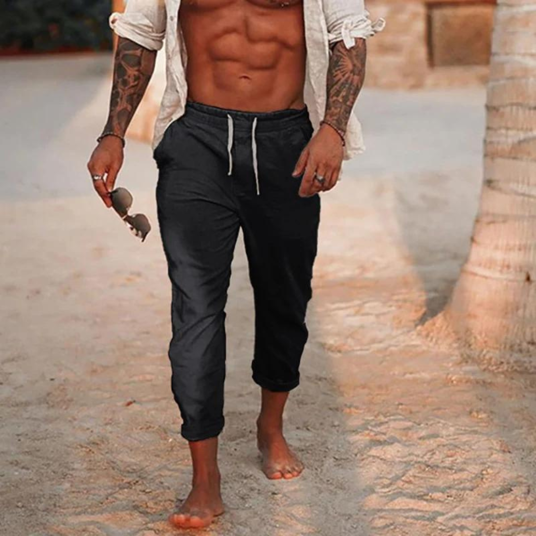 Pantalon Décontracté et Élégant en Lin Pour Homme