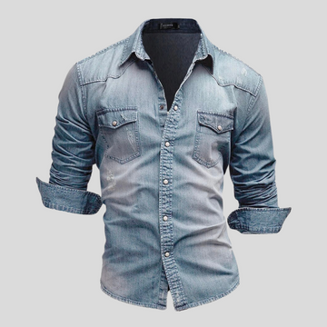 Chemise Slim Fit en Denim Confortable Pour Homme