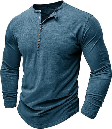 Shirt Henley Ample en Coton Pour Homme