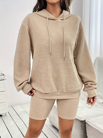 Nina - Ensemble Hoodie et Short Stylé et Confortable Abricot pour Femmes