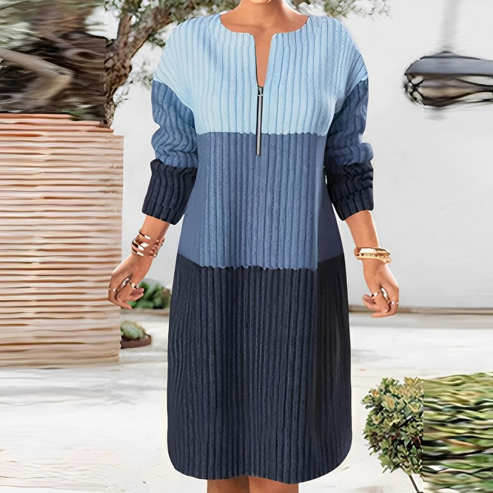 Sofia - Robe en coton à la mode avec fermeture éclair décontractée pour femme