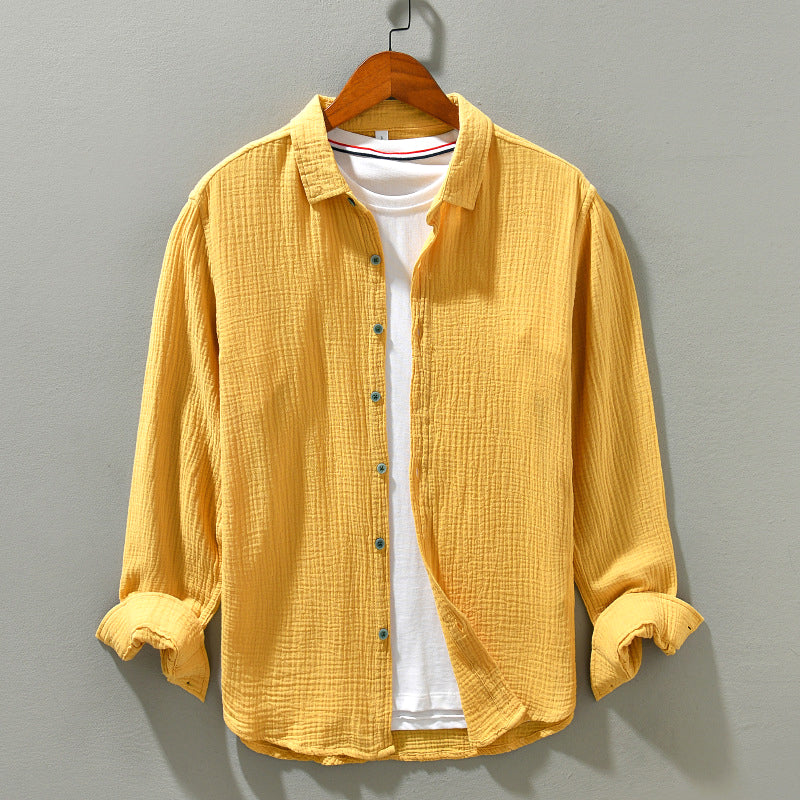 Chemise légère et tendance à manches longues froissée pour Homme