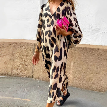 Robe à Imprimé Léopard Élégante pour Femme | Freya