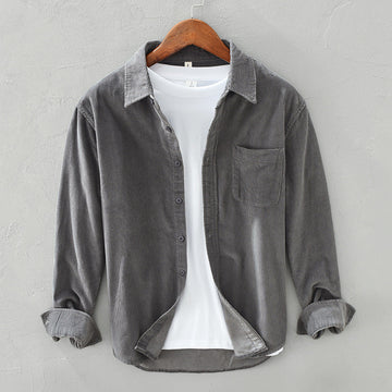 Chemise Rétro en Velours Côtelé Élégante pour Homme