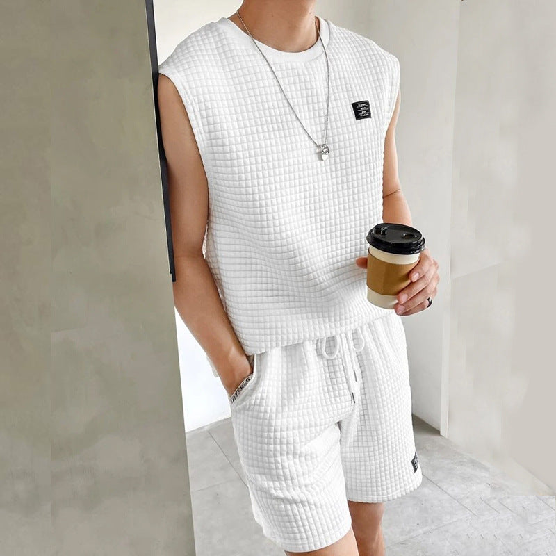 Ensemble Débardeur Texturé et Short à Cordon pour Homme