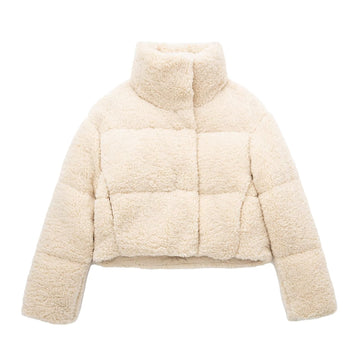 Lana - Beige Veste en Fausse Laine Douce pour Femmes