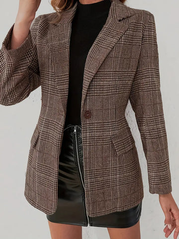 Blazer Femme à Carreaux Manches Longues avec Col Revers | Emilia