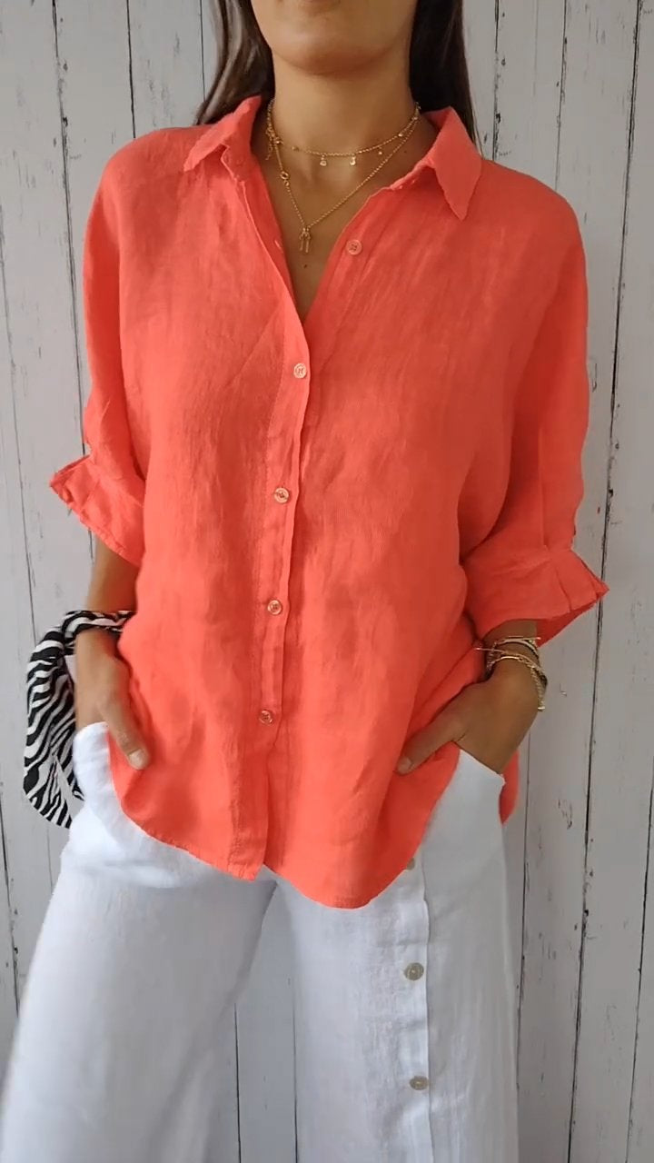 Chemise en Lin pour Femme avec Nœud Arrière