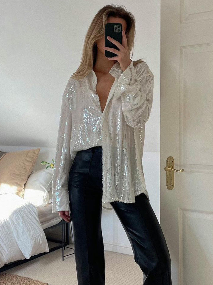Blouse Oversize Pailletée Chic & Confortable pour Femme | Rosita