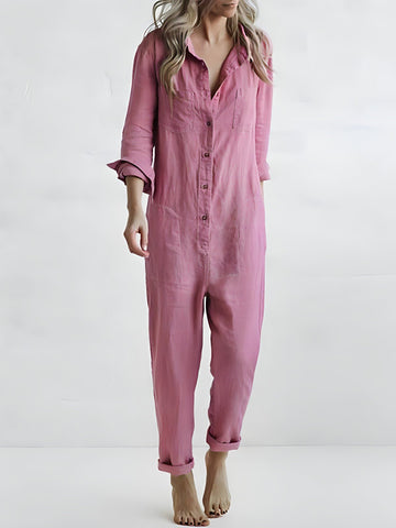 Combinaison Boutonnée Polyvalente et Stylée avec Col pour Femme