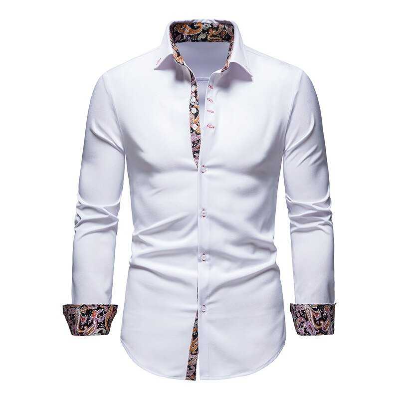 Chemise à Manches Longues Imprimée Paisley Élégante et Respirante pour Homme