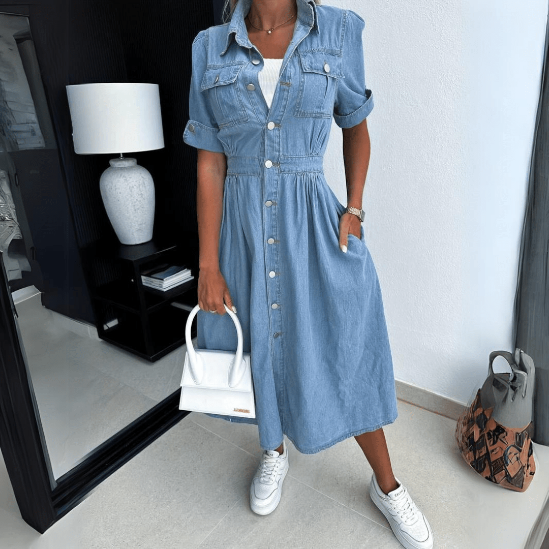 Robe Midi en Jean Bleu Chic et Confortable pour Femme