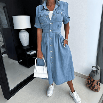 Robe Midi en Jean Bleu Chic et Confortable pour Femme