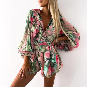 Romper Imprimé à Manches Longues pour Femme