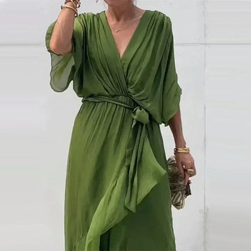 Robe Élégante et Confortable à Col V pour Femme